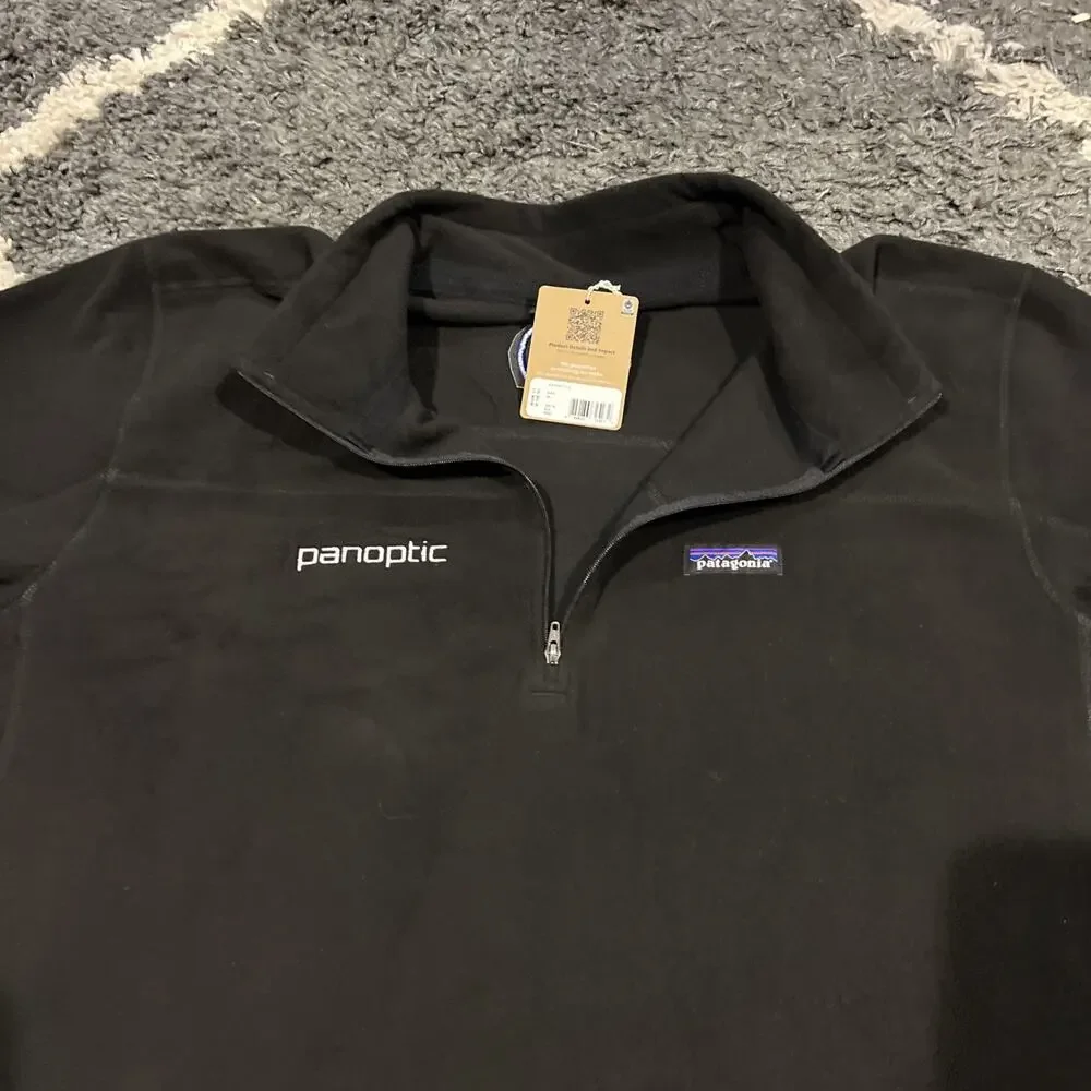 Patagonia Pullover Mens XXL Black Micro D Fleece 1/4 Zip NWT Company Logo - Picture 9 of 13